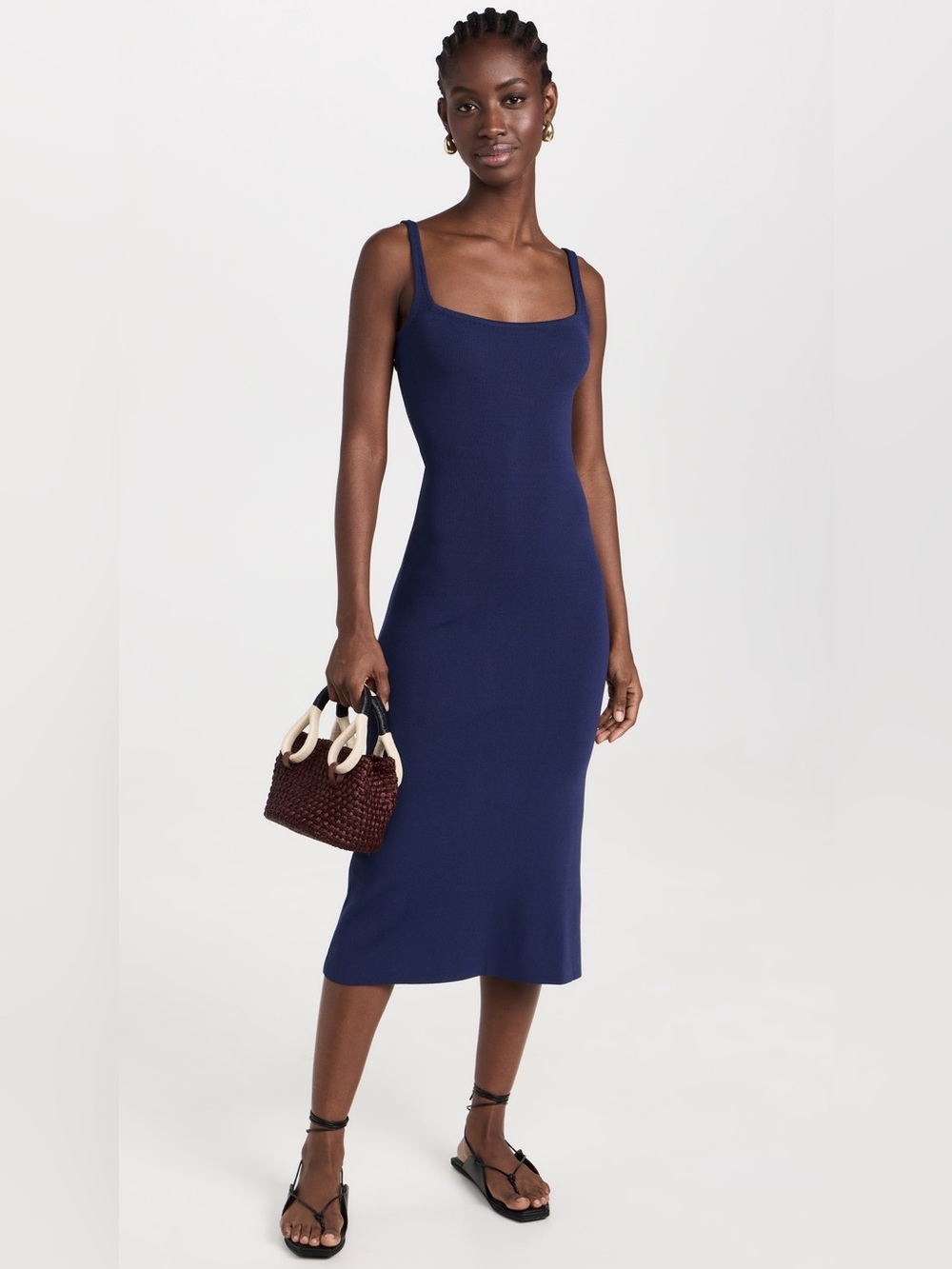 STAUD Navy Midi Dress